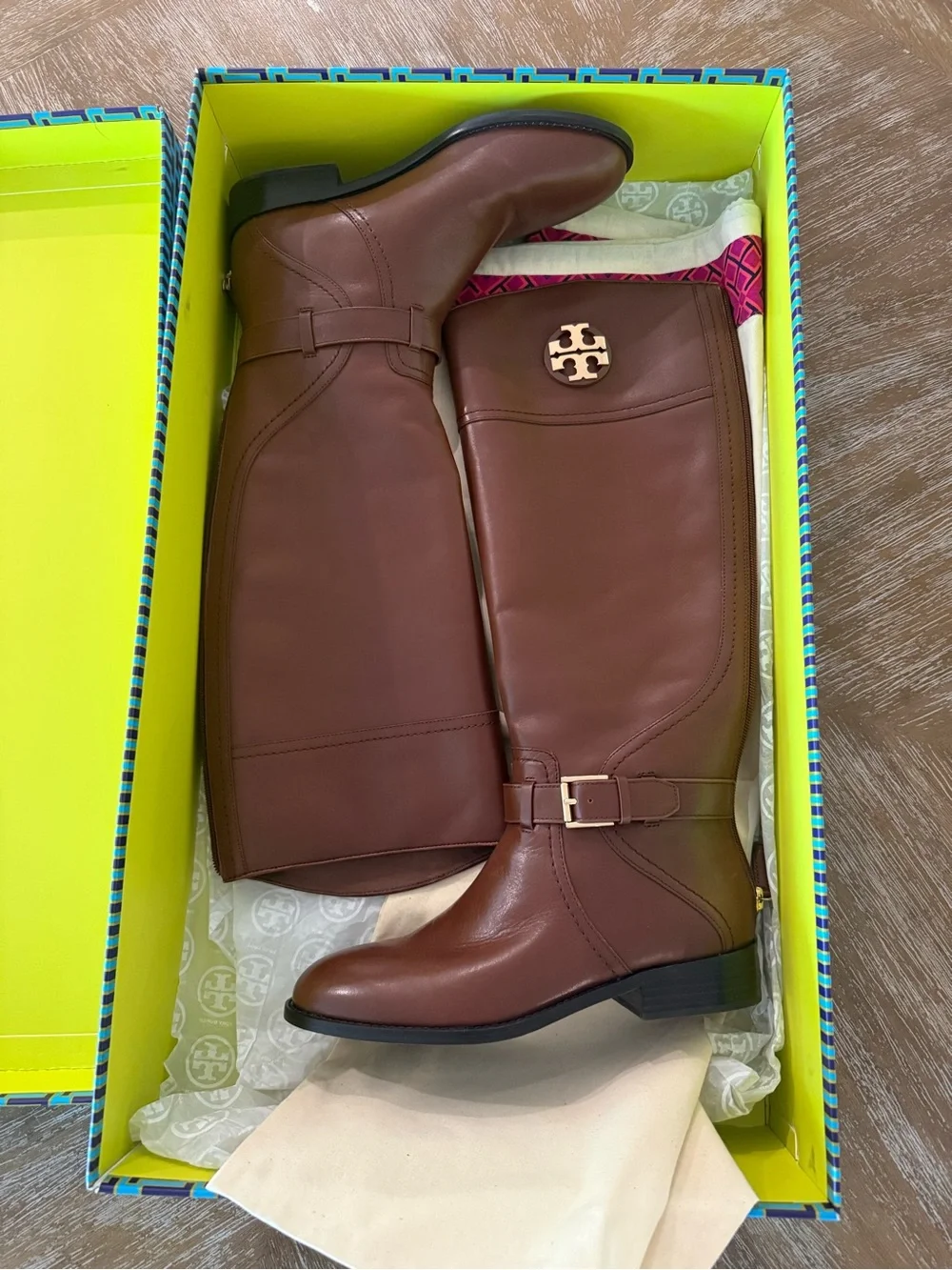 Tory Burch Brown Leather Riding Boots Adeline